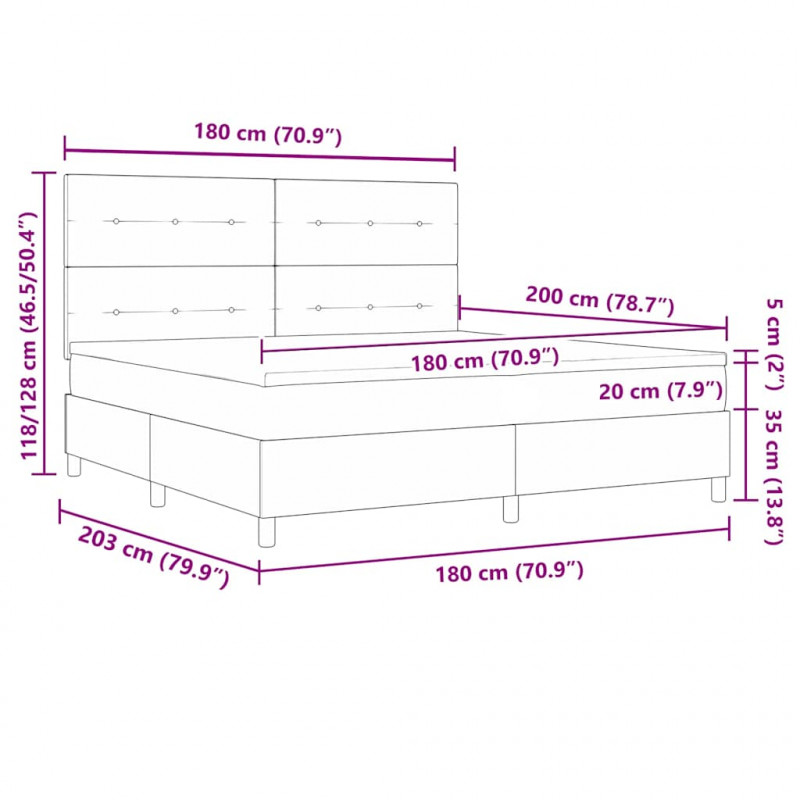 Łóżko sprężynowe z materacem Czarny 180 x 200 cm Aksamit