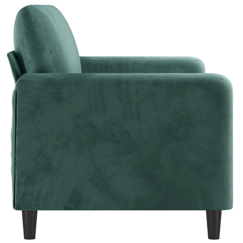 Sofa 2-osobowa, ciemnozielona, 140 cm, tapicerowana aksamitem