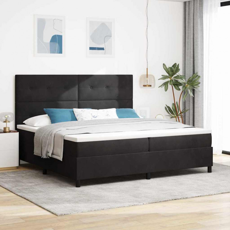 Łóżko sprężynowe z materacem Czarny 200 x 200 cm Aksamit