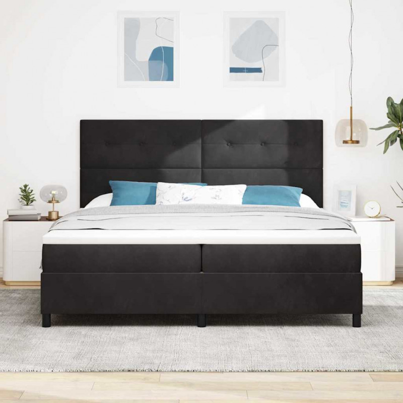 Łóżko sprężynowe z materacem Czarny 200 x 200 cm Aksamit