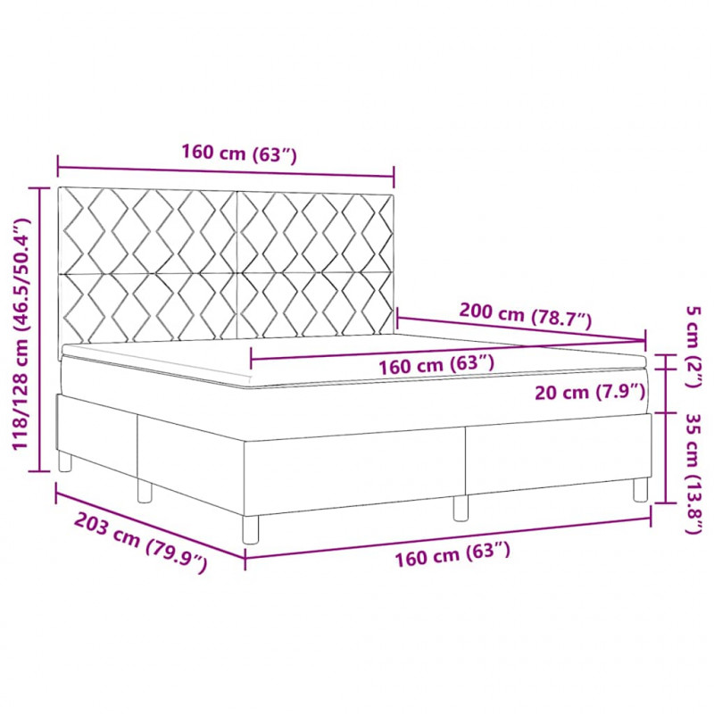 Łóżko sprężynowe z materacem Ciemna zieleń 160 x 200 cm Aksamit