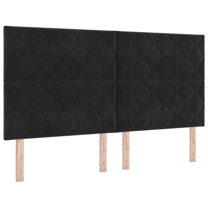 Łóżko sprężynowe z materacem Czarny 180 x 200 cm Aksamit