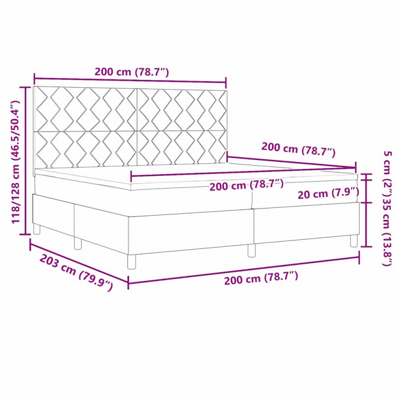 Łóżko sprężynowe z materacem Różowy 200 x 200 cm Aksamit