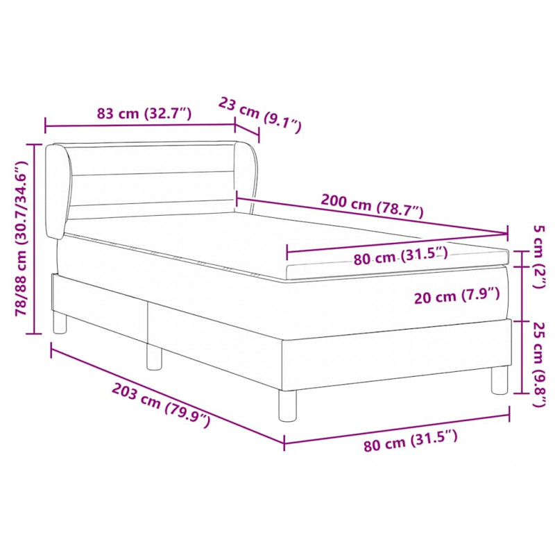 Łóżko sprężynowe z materacem Niebieski 80 x 200 cm tkanina