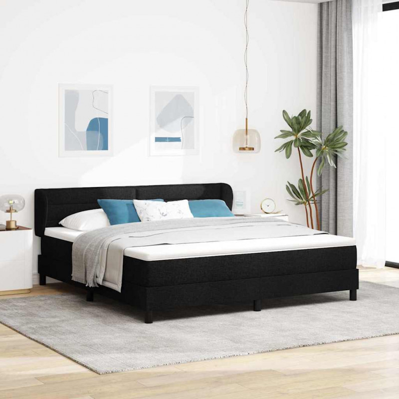 Łóżko sprężynowe z materacem Czarny 180 x 200 cm tkanina