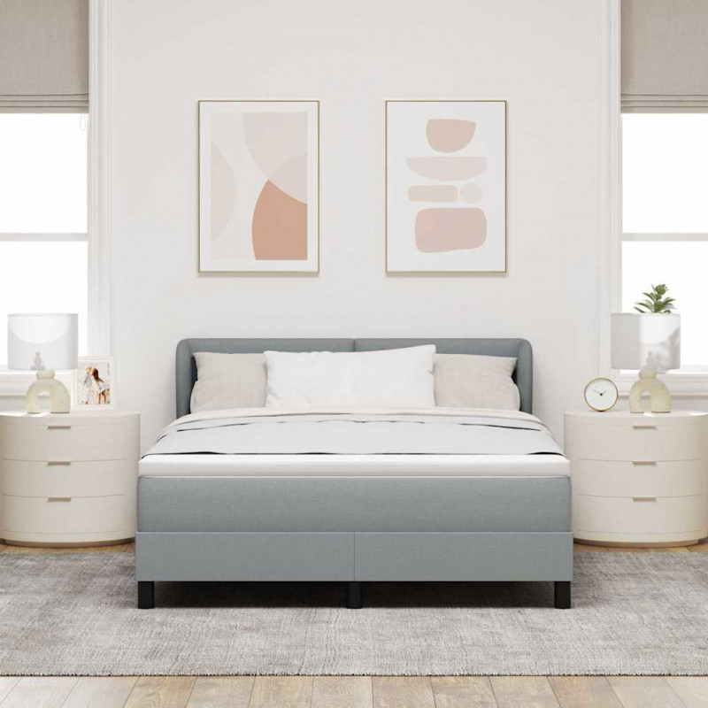 Łóżko sprężynowe z materacem Jasnoszary 140 x 200 cm tkanina