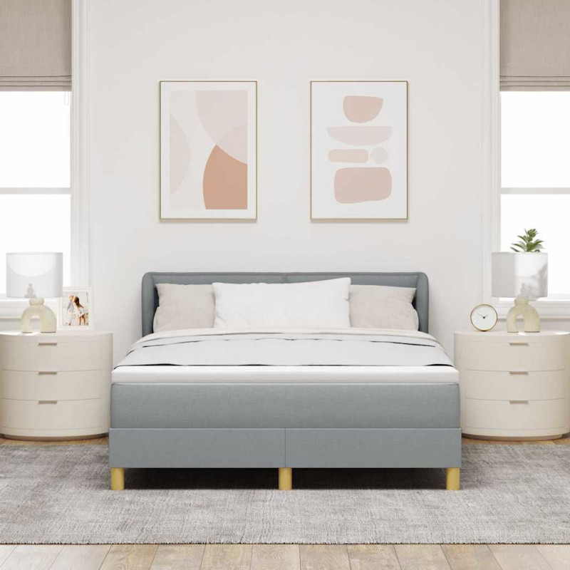 Łóżko sprężynowe z materacem Jasnoszary 140 x 190 cm tkanina