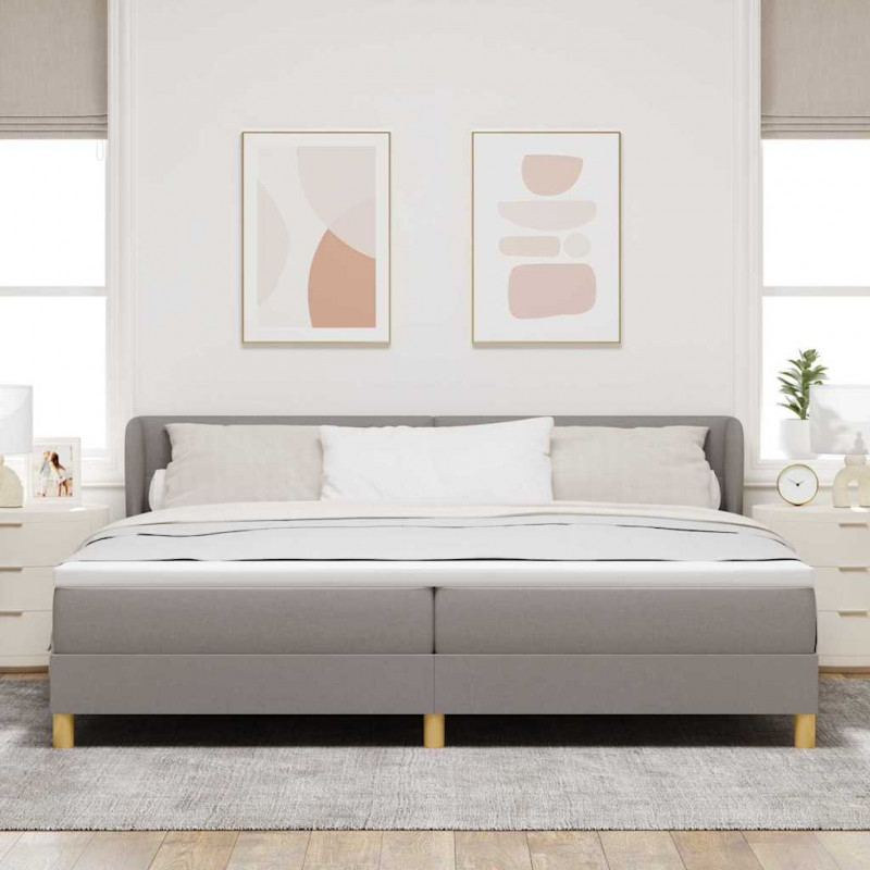 Łóżko sprężynowe z materacem Ciemnoszary 200 x 200 cm tkanina