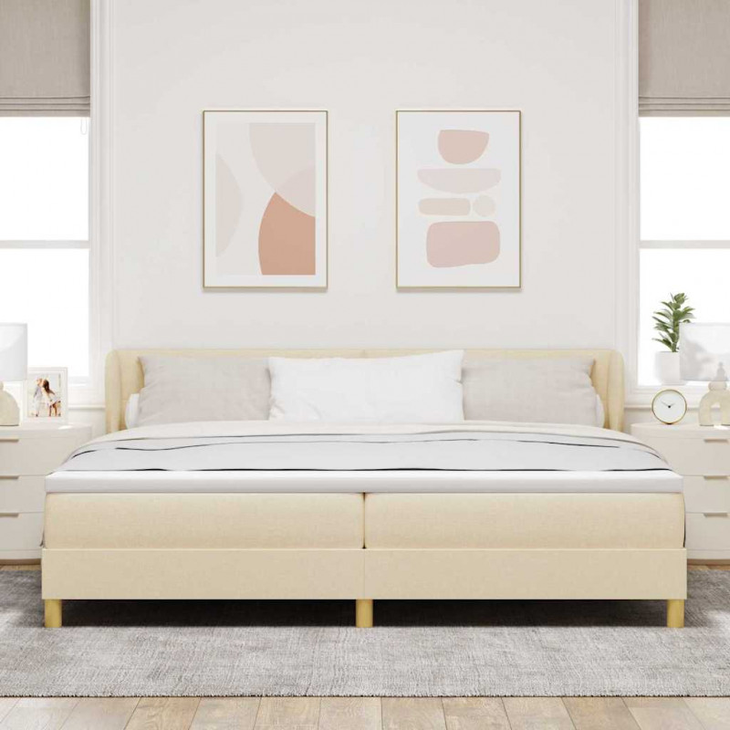 Łóżko sprężynowe z materacem Kremowy 200 x 200 cm tkanina
