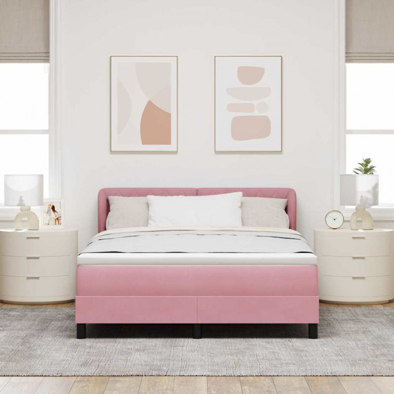 Łóżko sprężynowe z materacem Różowy 140 x 200 cm Aksamit