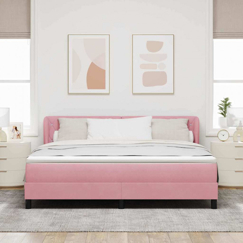 Łóżko sprężynowe z materacem Różowy 180 x 200 cm Aksamit