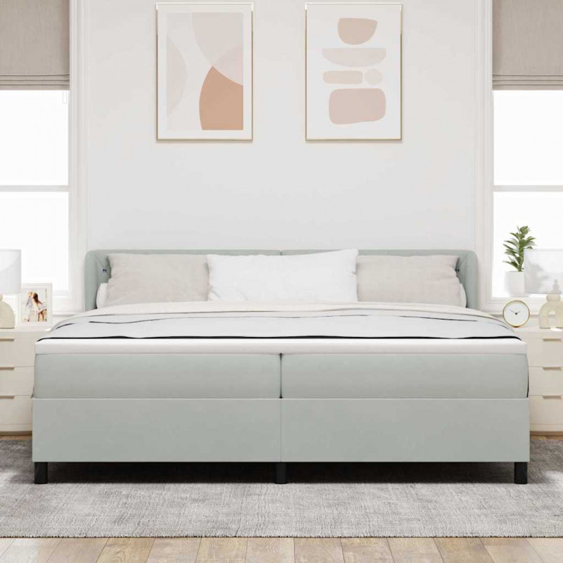Łóżko sprężynowe z materacem Jasnoszary 200 x 200 cm Aksamit