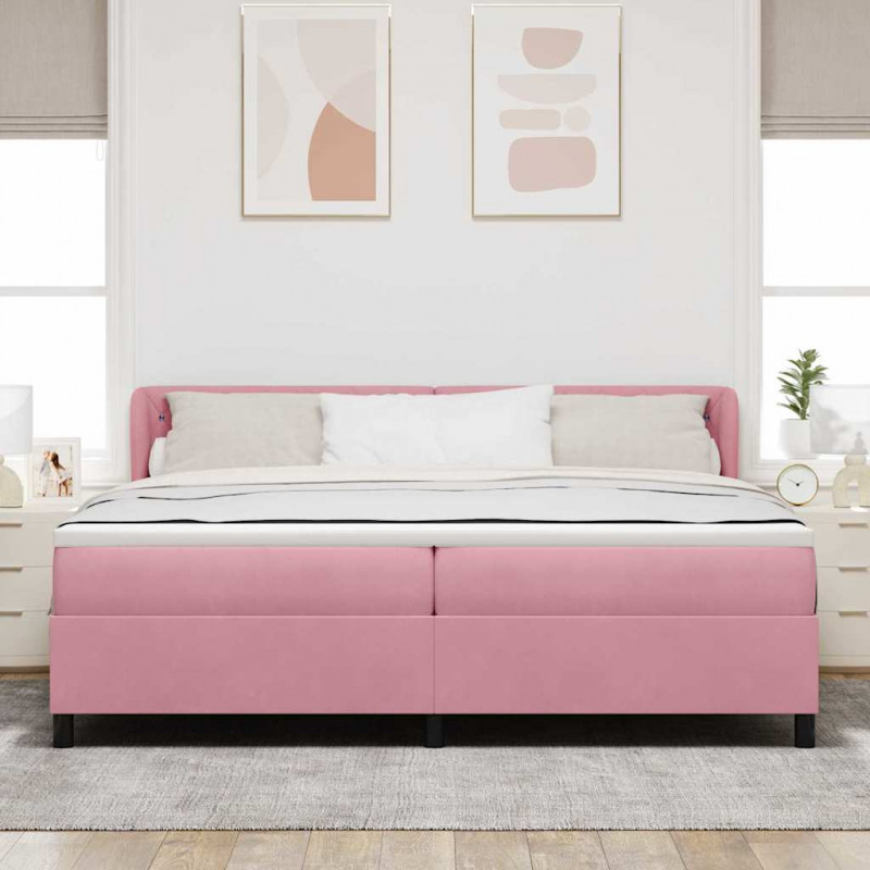 Łóżko sprężynowe z materacem Różowy 200 x 200 cm Aksamit