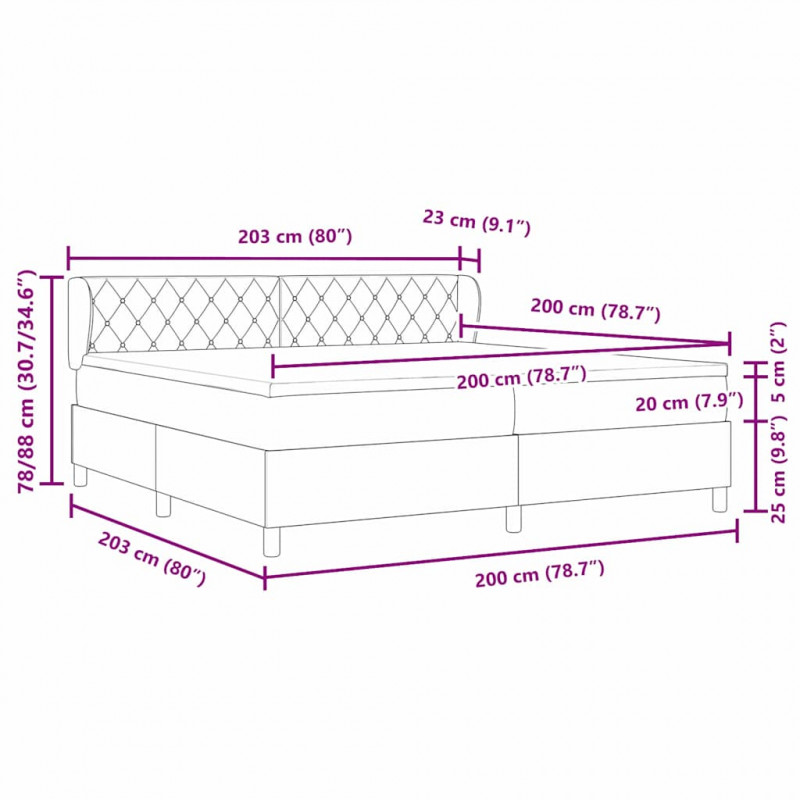 Łóżko sprężynowe z materacem Różowy 200 x 200 cm Aksamit