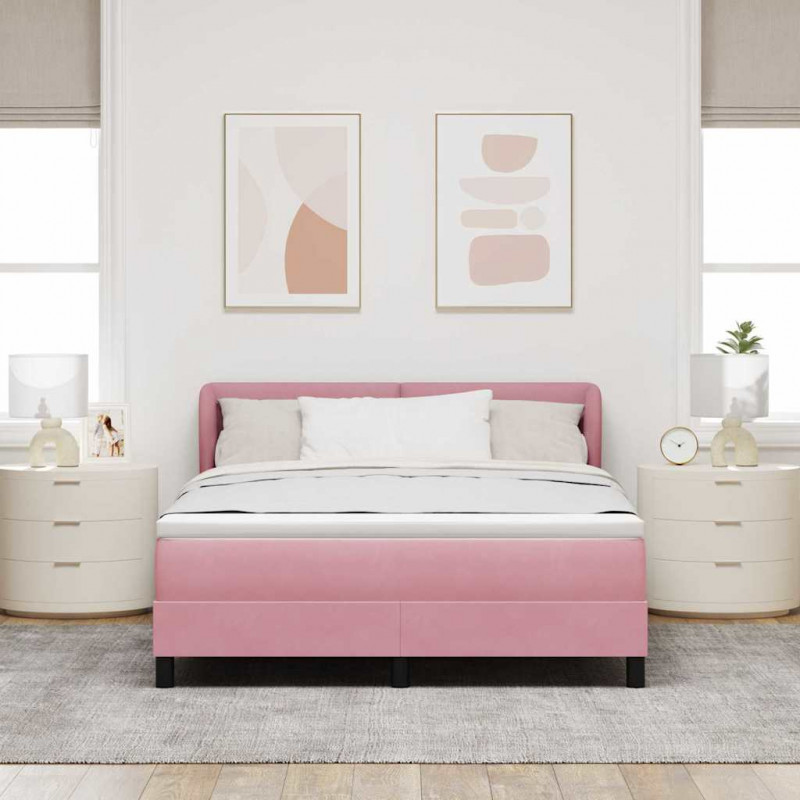 Łóżko sprężynowe z materacem Różowy 140 x 200 cm Aksamit