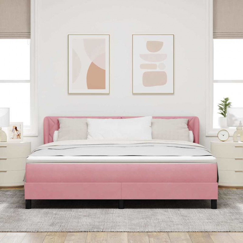 Łóżko sprężynowe z materacem Różowy 180 x 200 cm Aksamit
