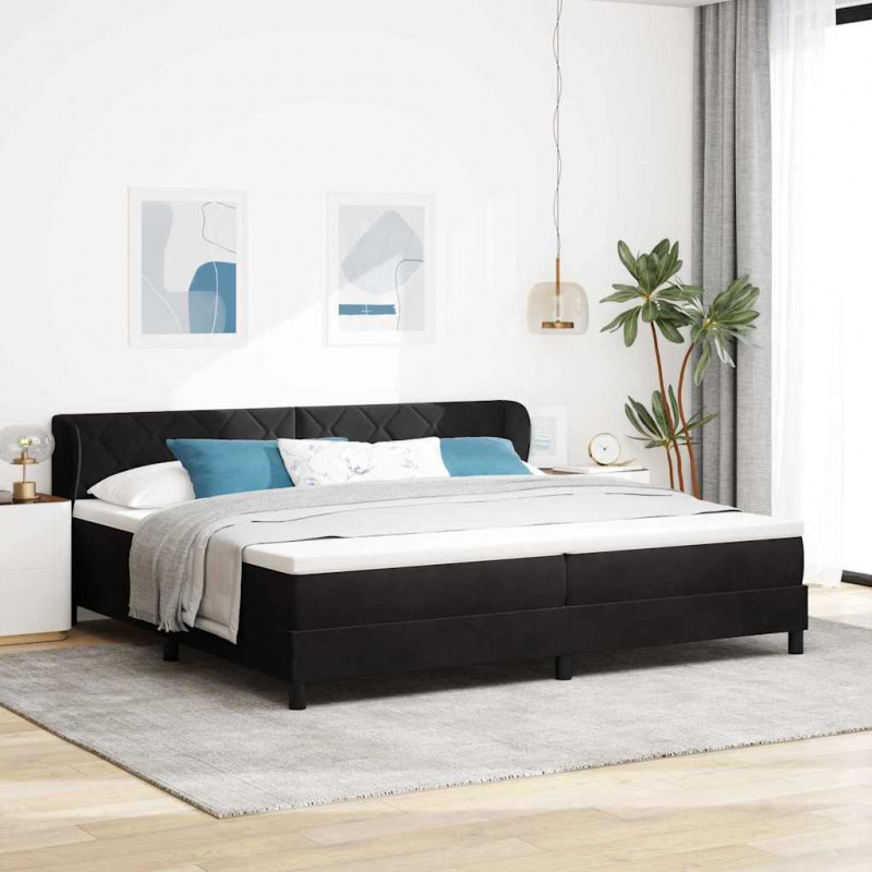 Łóżko sprężynowe z materacem Czarny 200 x 200 cm Aksamit
