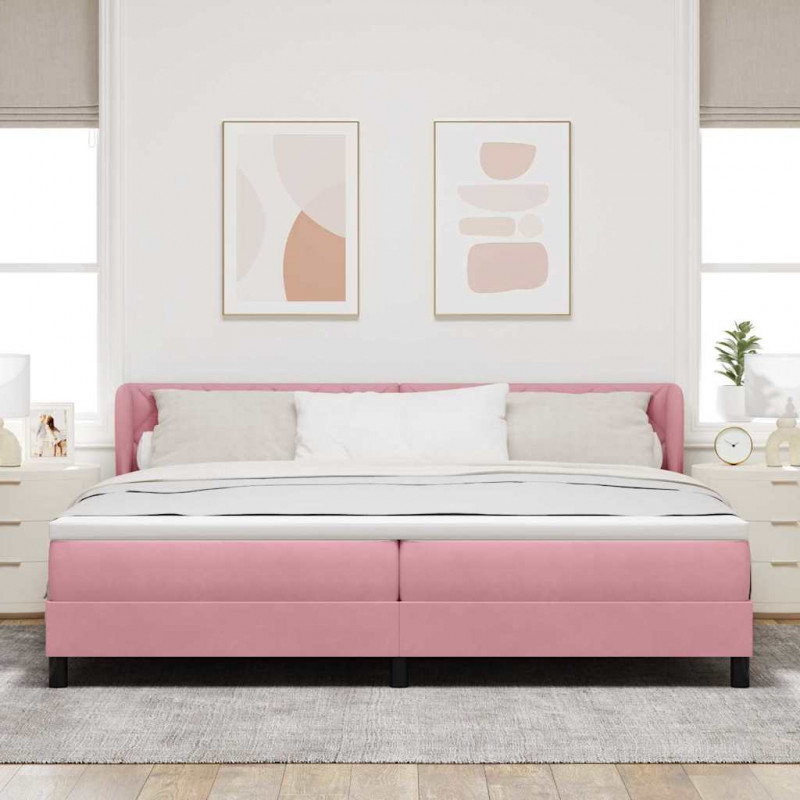 Łóżko sprężynowe z materacem Różowy 200 x 200 cm Aksamit