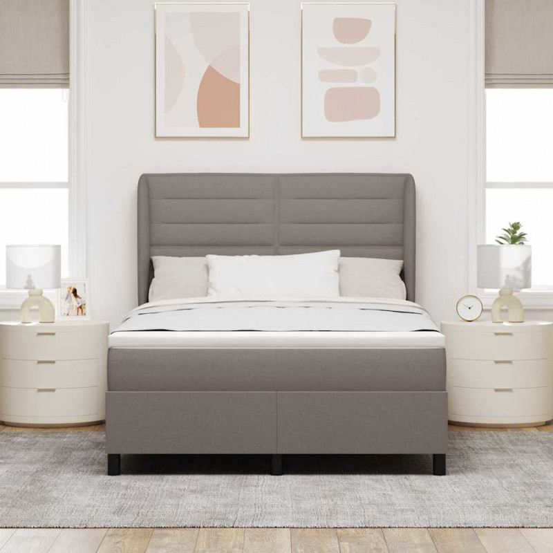 Łóżko sprężynowe z materacem Ciemnoszary 140 x 200 cm tkanina