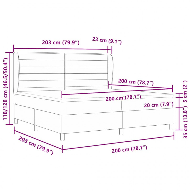 Łóżko sprężynowe z materacem Niebieski 200 x 200 cm tkanina