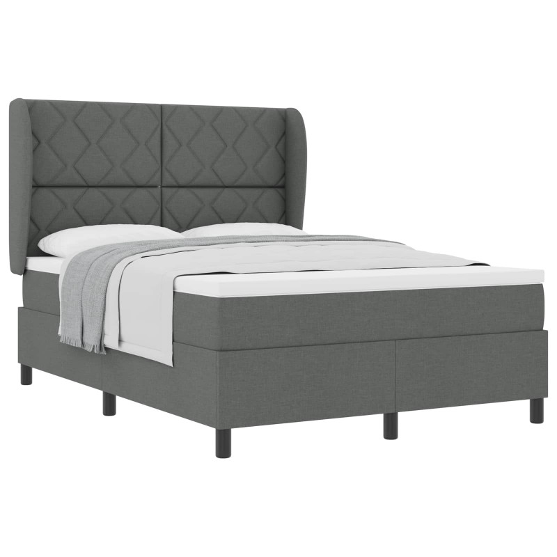 Łóżko sprężynowe z materacem ciemno szary 160 x 200 cm tkanina