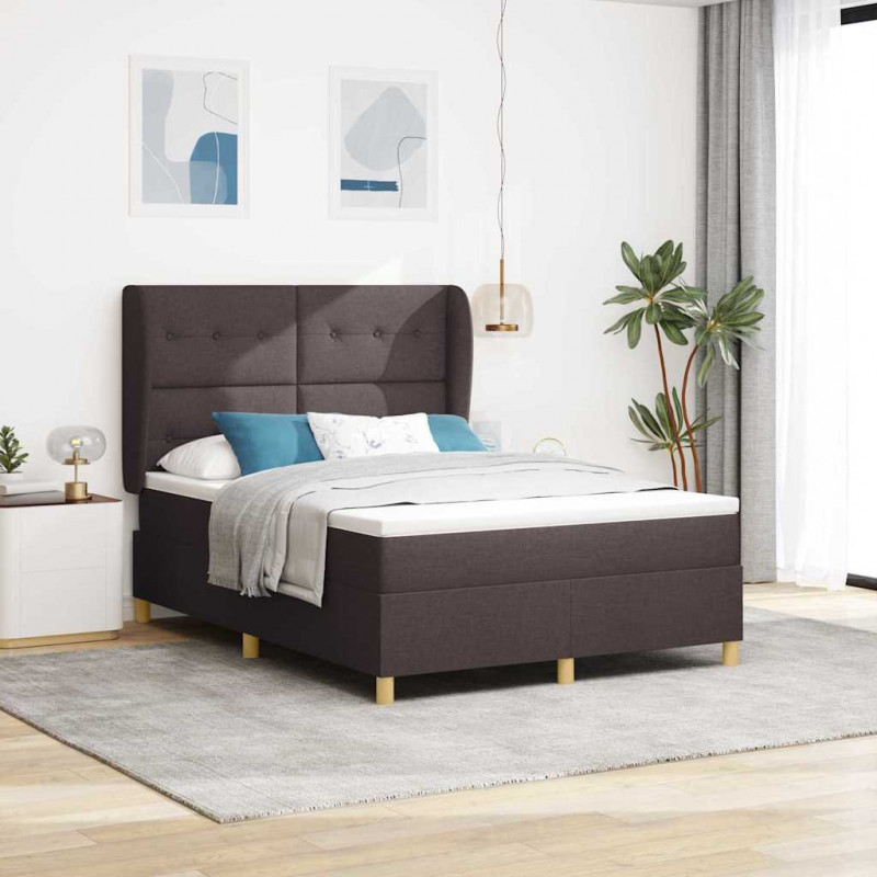 Łóżko sprężynowe z materacem Ciemny brąz 200 x 160 cm tkanina