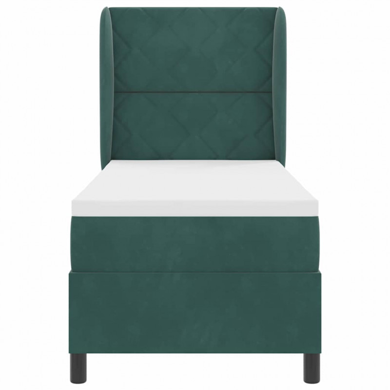 Łóżko sprężynowe z materacem Ciemna zieleń 200 x 80 cm Aksamit