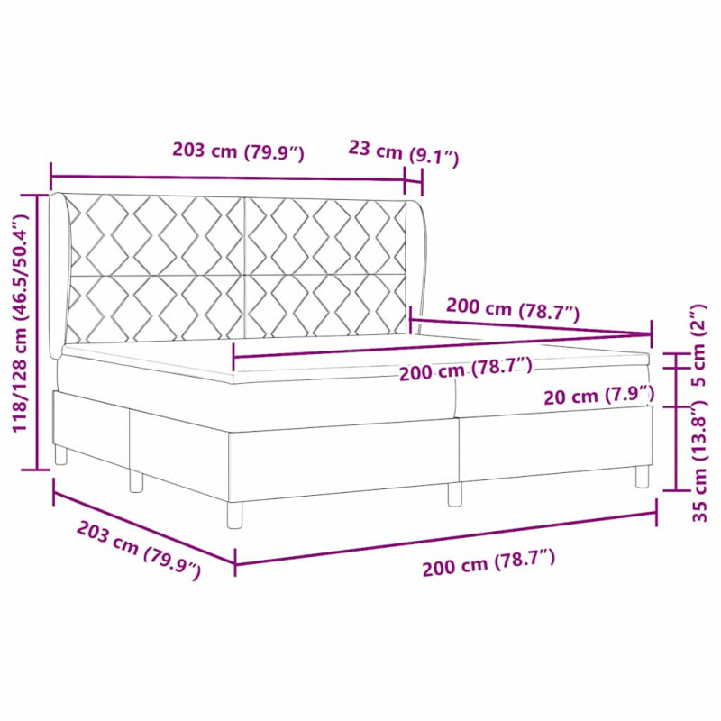Łóżko sprężynowe z materacem Różowy 200 x 200 cm Aksamit