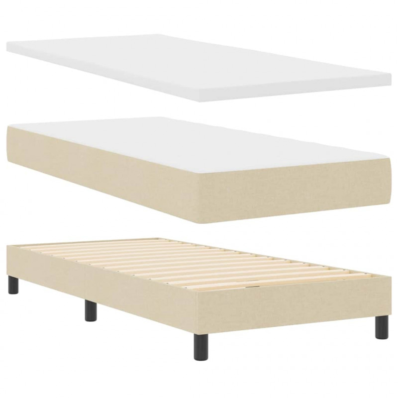 Łóżko sprężynowe z materacem Kremowy 200 x 90 cm tkanina