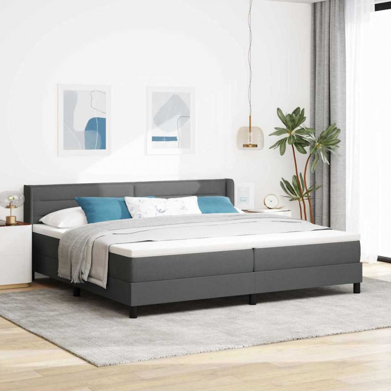 Łóżko sprężynowe z materacem Ciemnoszary 200 x 200 cm tkanina