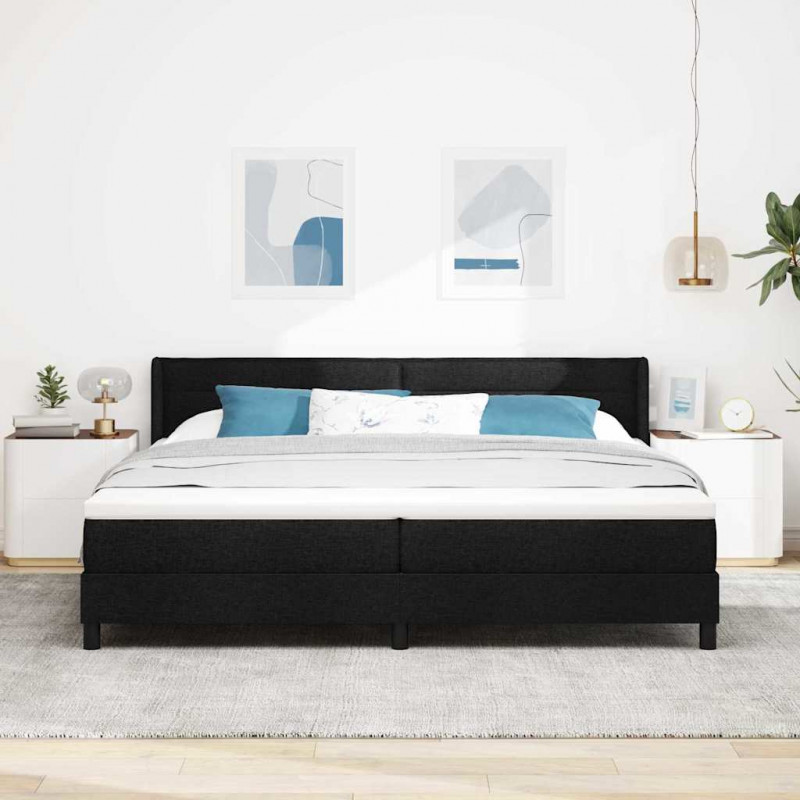 Łóżko sprężynowe z materacem Czarny 200 x 200 cm tkanina