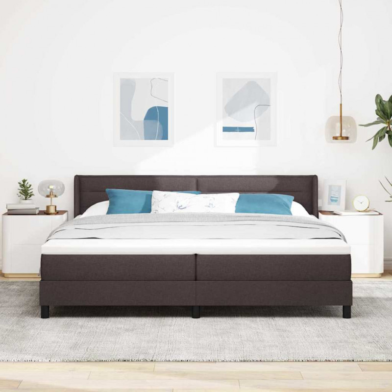 Łóżko sprężynowe z materacem Ciemny brąz 200 x 200 cm tkanina