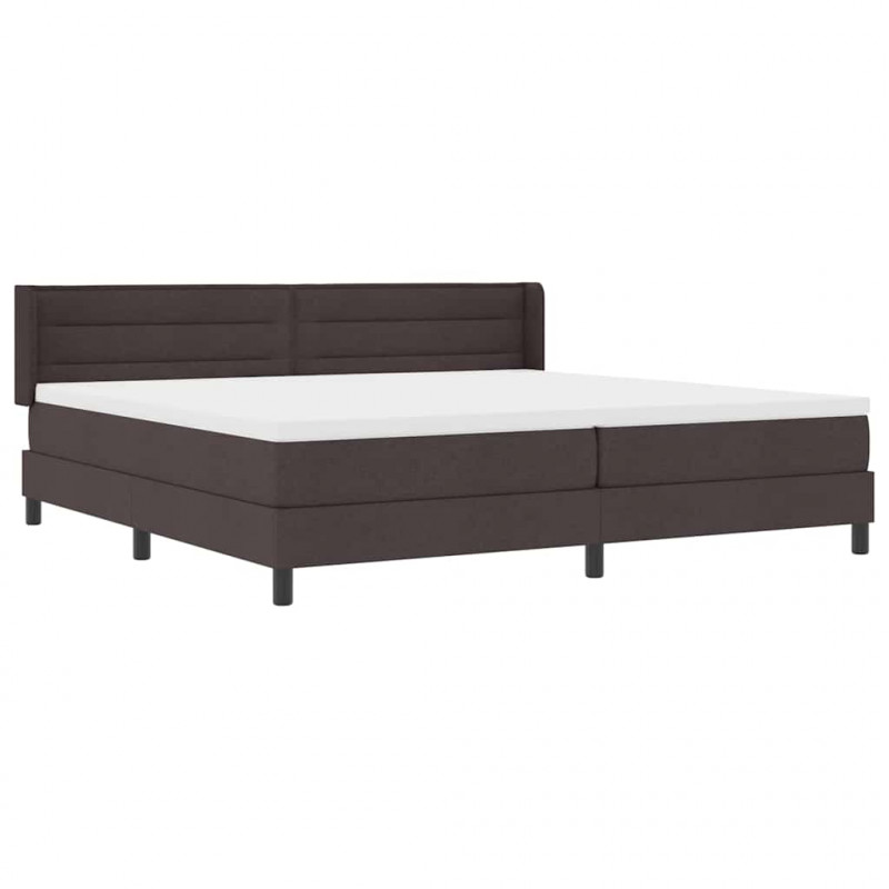 Łóżko sprężynowe z materacem Ciemny brąz 200 x 200 cm tkanina