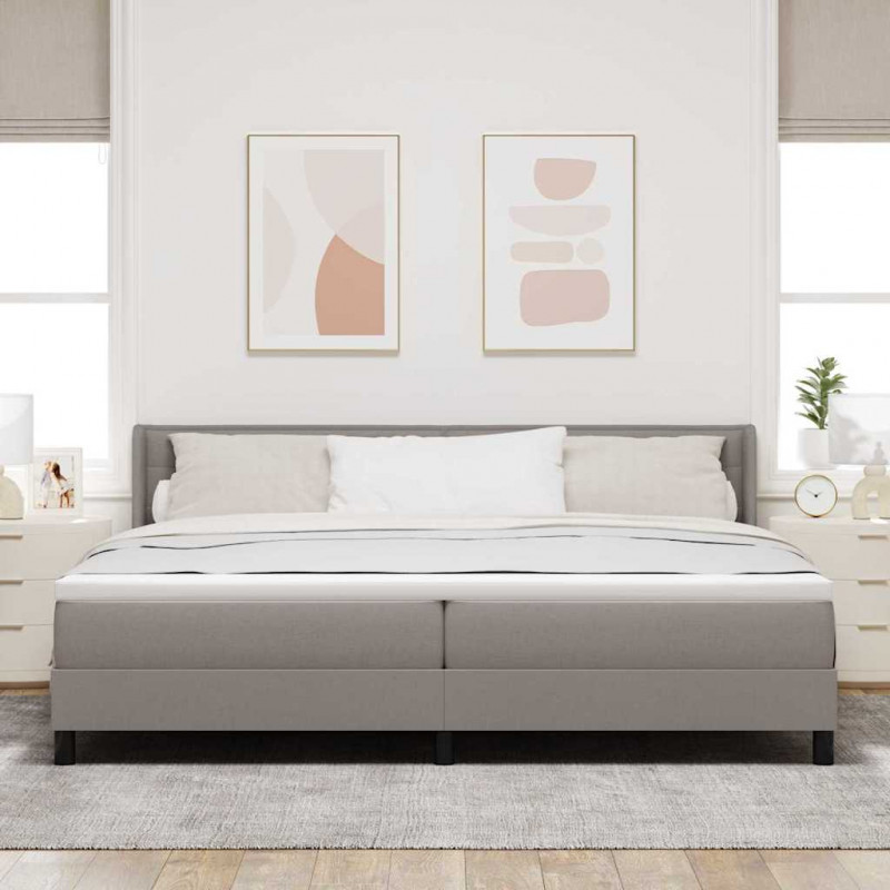 Łóżko sprężynowe z materacem Ciemnoszary 200 x 200 cm tkanina