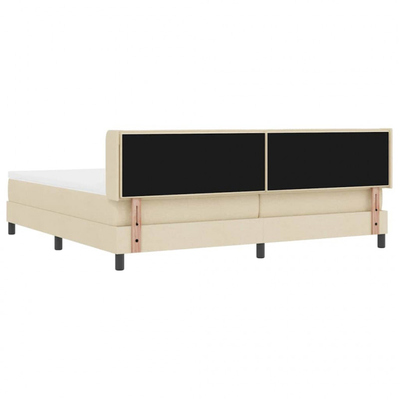 Łóżko sprężynowe z materacem Kremowy 200 x 200 cm tkanina