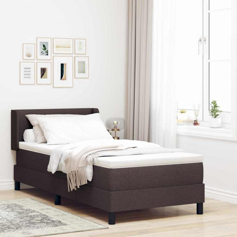 Łóżko sprężynowe z materacem Ciemny brąz 200 x 80 cm tkanina