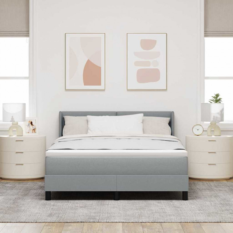 Łóżko sprężynowe z materacem Jasnoszary 200 x 160 cm tkanina
