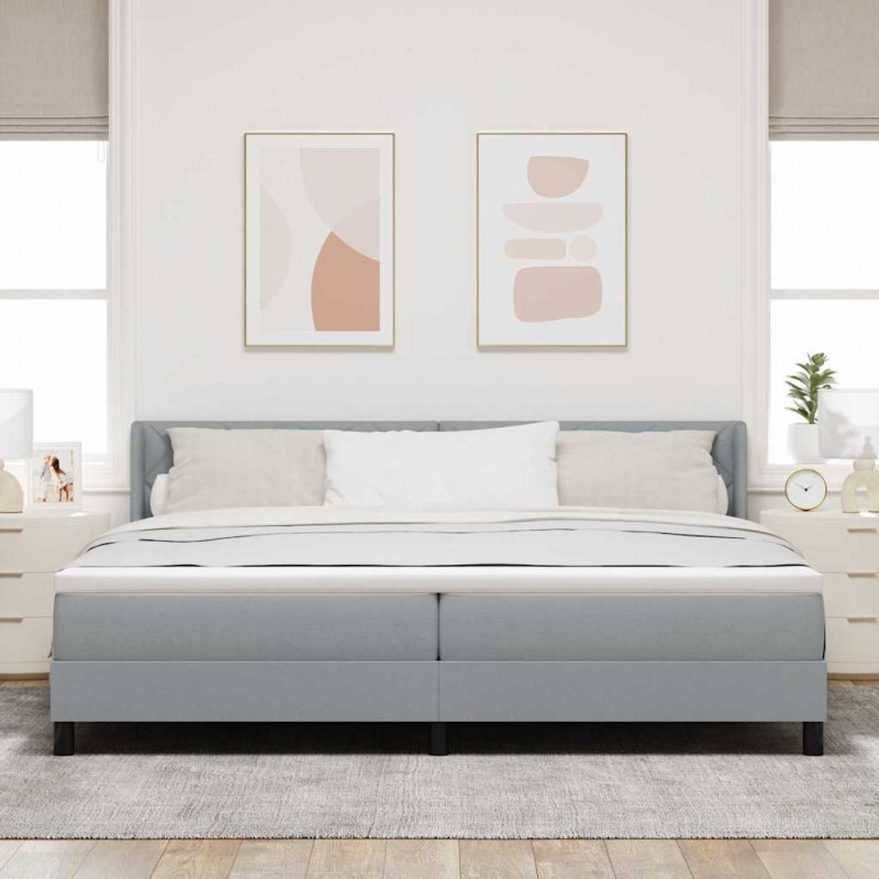 Łóżko sprężynowe z materacem Jasnoszary 200 x 200 cm tkanina
