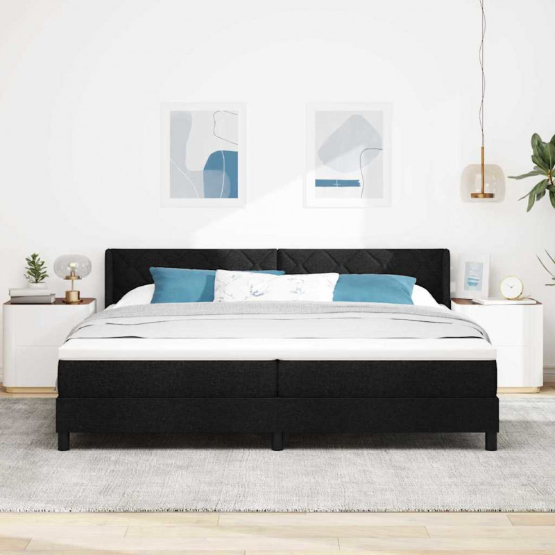 Łóżko sprężynowe z materacem Czarny 200 x 200 cm tkanina