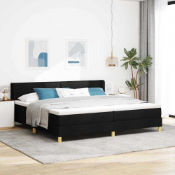 Łóżko sprężynowe z materacem Czarny 200 x 200 cm tkanina