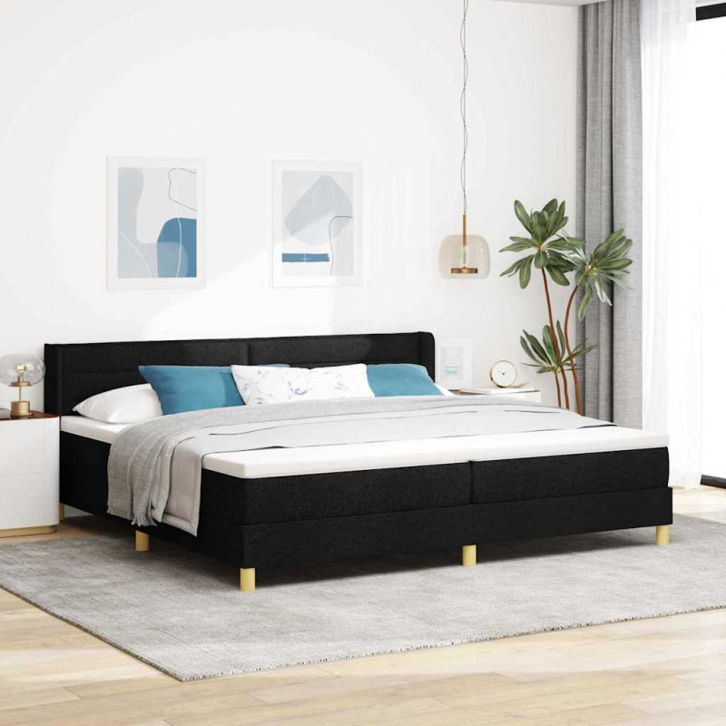 Łóżko sprężynowe z materacem Czarny 200 x 200 cm tkanina