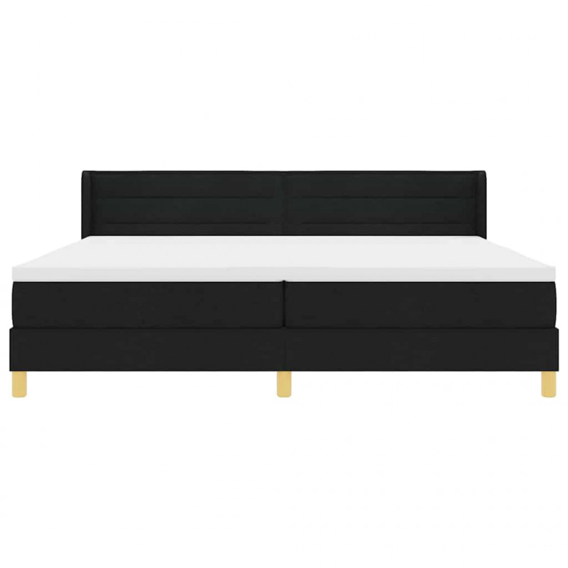 Łóżko sprężynowe z materacem Czarny 200 x 200 cm tkanina