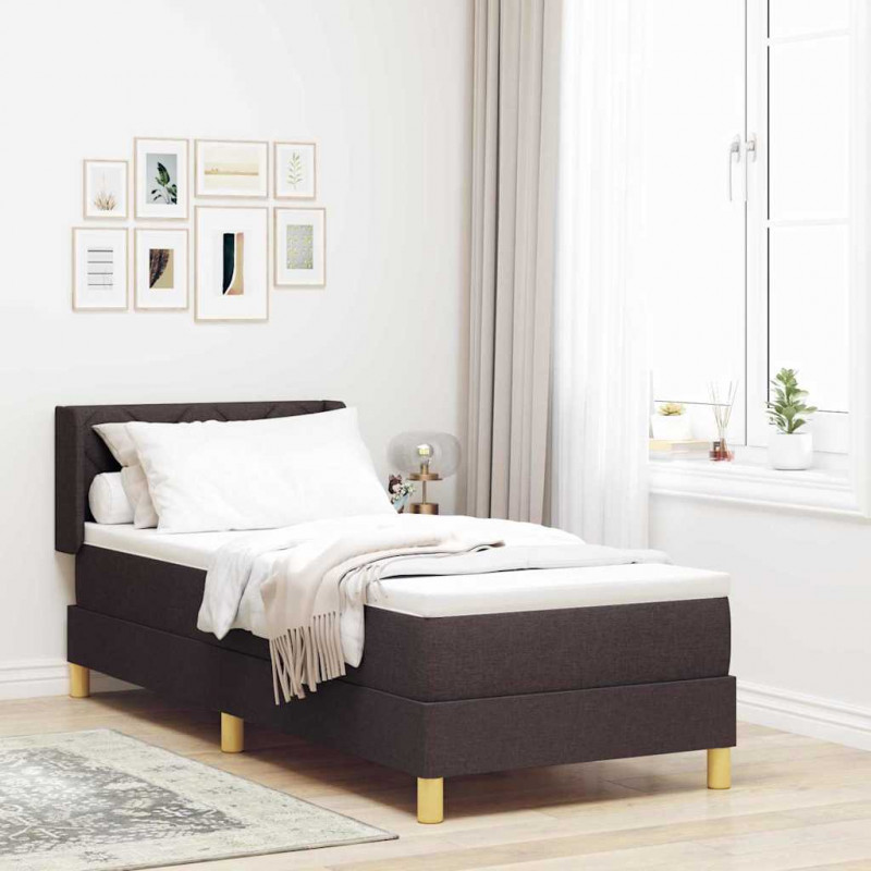 Łóżko sprężynowe z materacem Ciemny brąz 200 x 80 cm tkanina