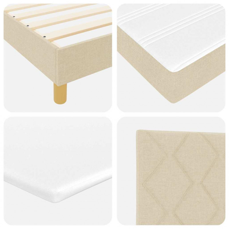 Łóżko sprężynowe z materacem Kremowy 190 x 90 cm Poliester