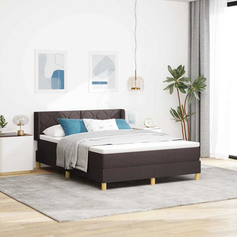 Łóżko sprężynowe z materacem Ciemny brąz 200 x 160 cm tkanina