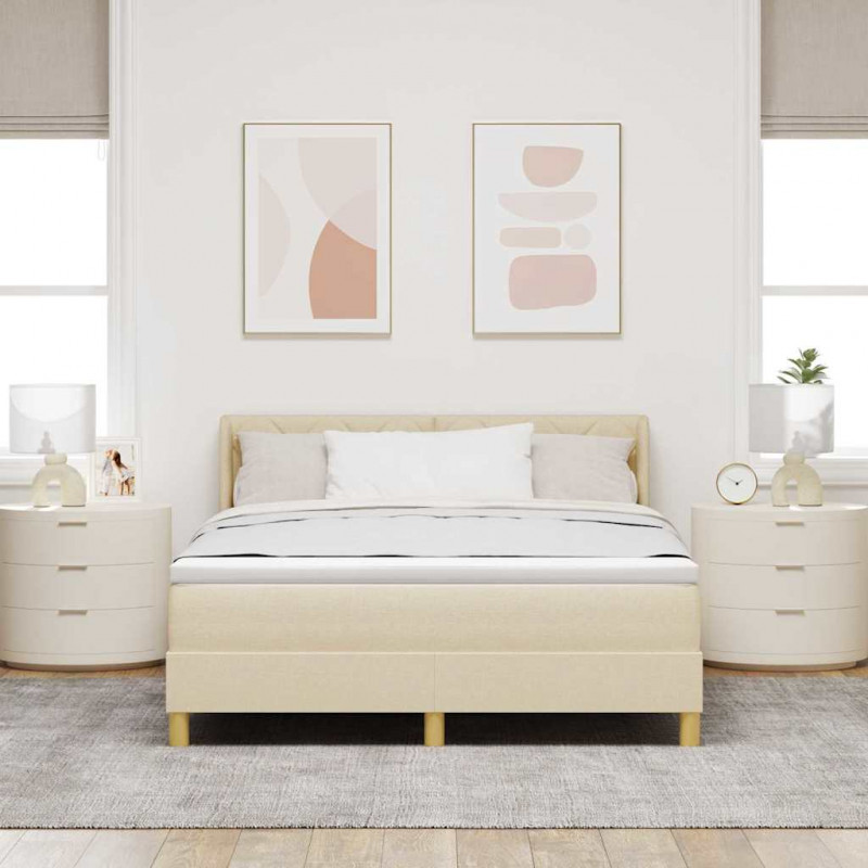 Łóżko sprężynowe z materacem Kremowy 200 x 160 cm tkanina