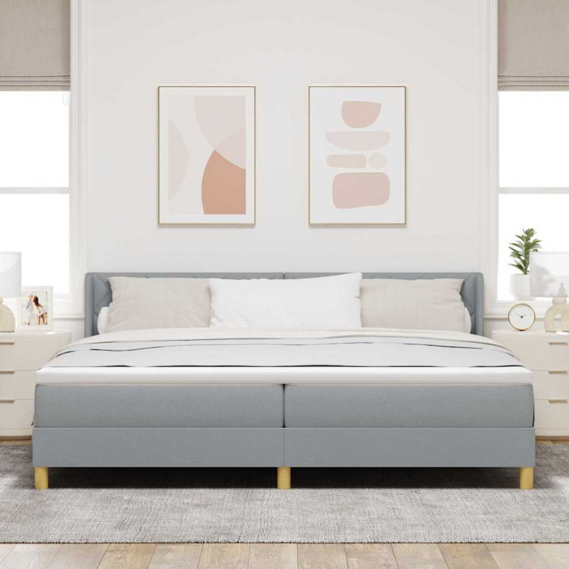 Łóżko sprężynowe z materacem Jasnoszary 200 x 200 cm tkanina