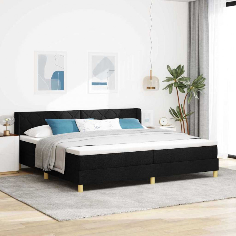 Łóżko sprężynowe z materacem Czarny 200 x 200 cm tkanina