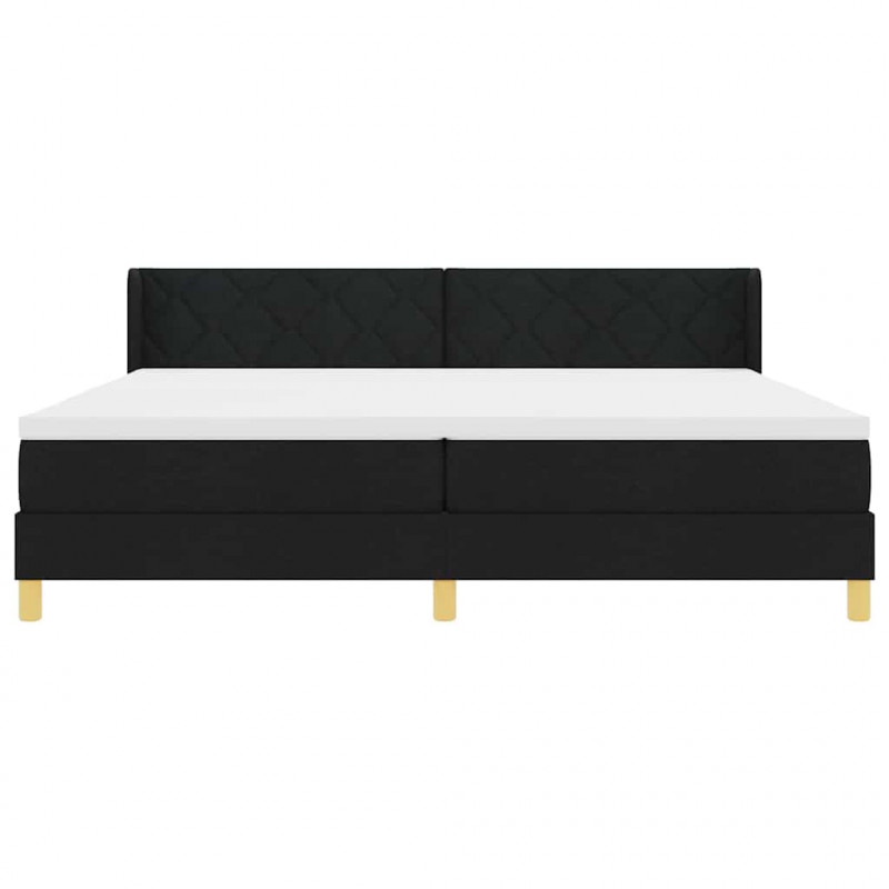 Łóżko sprężynowe z materacem Czarny 200 x 200 cm tkanina