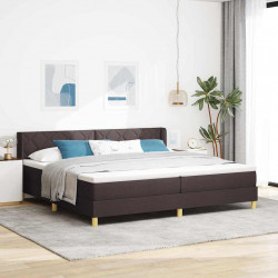 Łóżko sprężynowe z materacem Ciemny brąz 200 x 200 cm tkanina